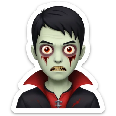 male teen with black hair zombie vampire sticker