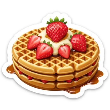 Waffle with strawberries on top emoji sticker