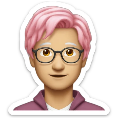 pinkhair-middleage-man-japanese-redspectacle sticker