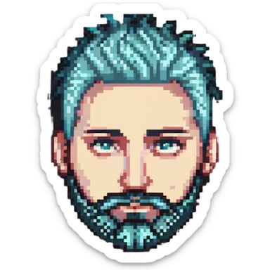 man with beard and spiky hairstyle sticker