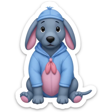 Black lab dressed as Eeyore sticker