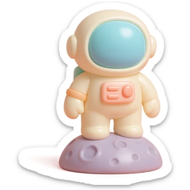 astronaut standing on the moon with visible lunar surface details sticker