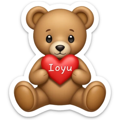teddy bear with the words I love you written on it sticker