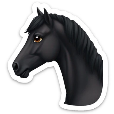 Profile of a totally black horse with dark brown eyes and the end of the mane slightly brown/reddish sticker