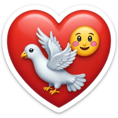 Quiero un emoji de amor y paz con la paloma blanca encerrada en un círculo y un corazón  sticker