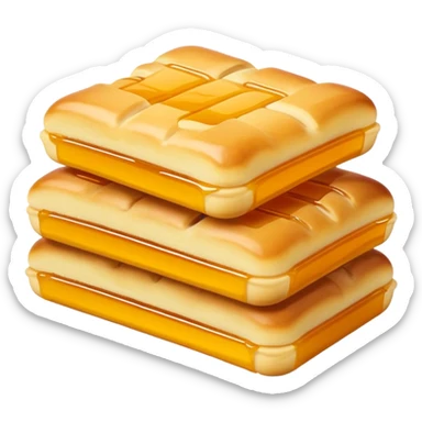 Sachima soft sweet pastry strips with honey, simplified emoji style with bold outlines and bright colors, cartoon style Sa Qi Ma Manchu dessert sticker