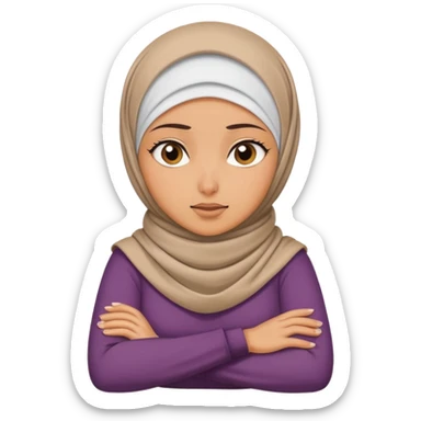Arms crossed holding neck mad girl that’s a hijabi girl  sticker