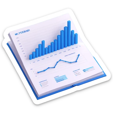 report page with chart inside, blue cover sticker