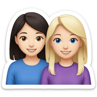 Two girl best friends one Asian the other blonde sticker