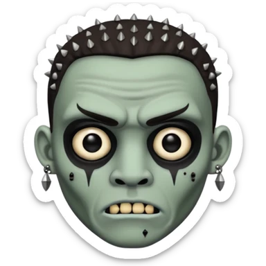 Zumbi man, white, black eye, studded earrings on both ears sticker