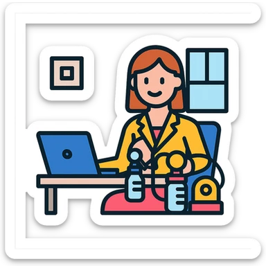 working mum pumping milk at her desk, business attire, laptop, breast pump, supportive and empowering, modern office setting sticker