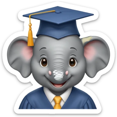 happy elephant wearing a graduation cap sticker