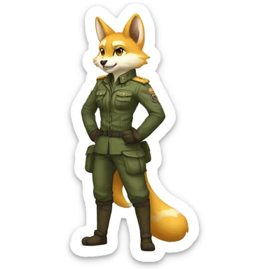 Anthro Fur-Sona-Fakémon with a military outfit Full Body sticker