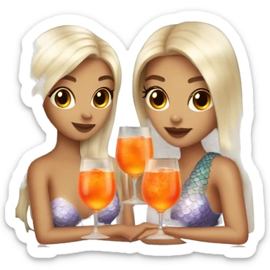 Three beautiful mermaids (light skin) drinking aperol sticker