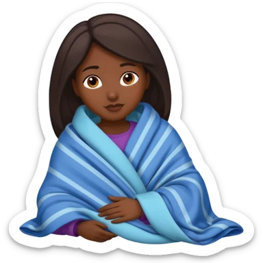 dark skin woman with tucked blanket sticker