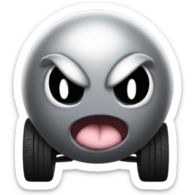 Metal cute Kirby bubble Gray ball driving on car wheels with mad eyebrows  sticker