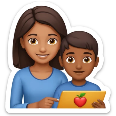 Make an emoji of an indian girl who is teaching an indian boy how to make emojis sticker