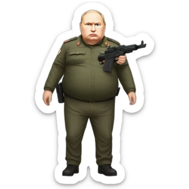 Vladimir Poutine morbidly obese Shooting nobody, full body sticker