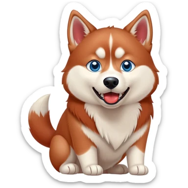 cute, disney-style red siberian husky with blue eyes, howling sticker