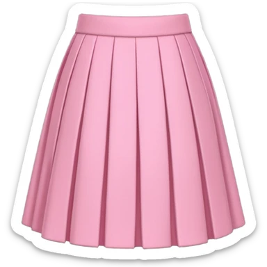 A 3D cartoon rose-pink pleated skirt with soft folds, smooth texture, isolated on plain background, Memoji-style. sticker