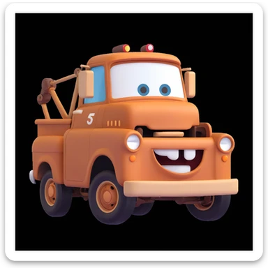 Mater from Cars, detailed, 3D cartoon style sticker