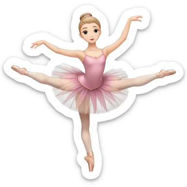 Icon for Ballet: a graceful ballerina on theatre stage in a tutu, poised in an elegant dance position, with a ballet barre and soft stage lighting. The icon should represent the art of ballet, with focus on fluid movement and classical performance. Transparent background. sticker