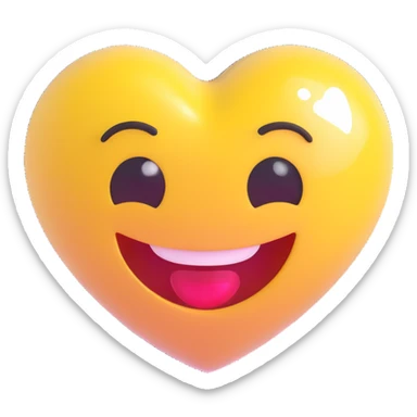 smiling face with a heart popping out, heart made of glass, 3D emoji style sticker