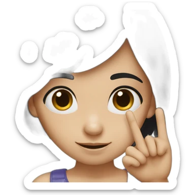 Small white skin black haired girl showing three fingers sticker