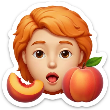 Person drooling over a nice peach sticker
