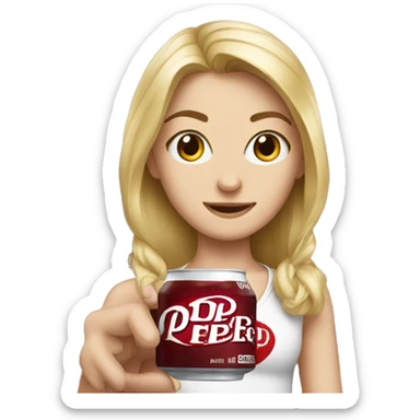 A blonde girl with Dr.pepper sticker