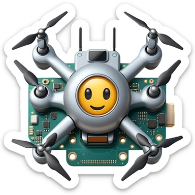 ultra realistic processor with small stamp drone sticker