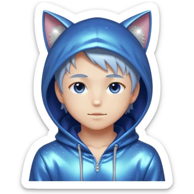 Sexy Handsome Shiny Sparkly Attractive Anime-style semi-realistic Catboy with a hoodie  sticker