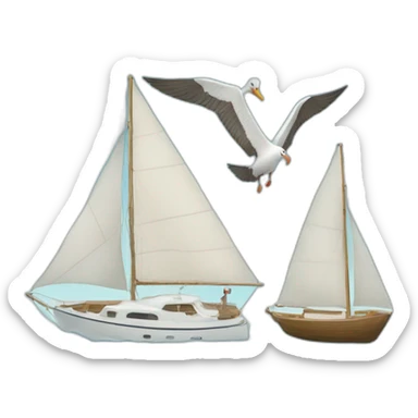 two albatrosses and a sailboat sticker