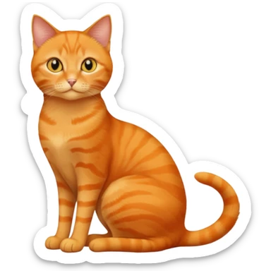 full body solid orange domestic shorthair slim cat with yellow/orange eyes sitting sticker