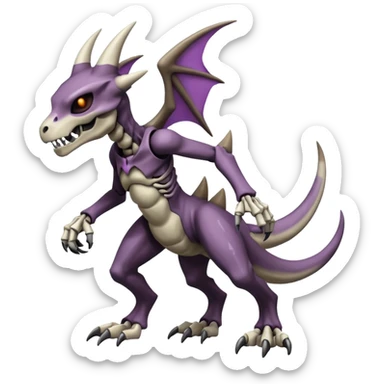 Shiny Badass Edgy Dark Evil Spectral Dusky Spooky Skeletal Cool Hot Stylish Handsome Duskull-Marowak-Genesect-Fakémon-fusion (full body) sticker