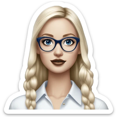 Hyper Realistic beautiful dior model with dark blue eyes and glasses  sticker