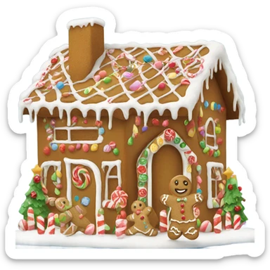 Gingerbread house with many decorations  sticker