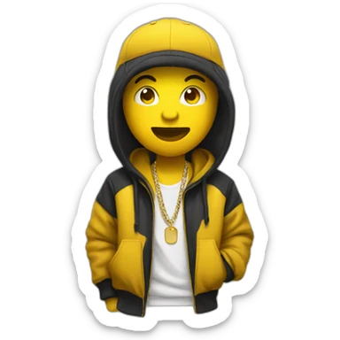 A yellow default emoji but as a rapper sticker