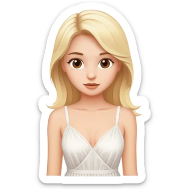Blonde model with brown eyes, honeymoon, white sundress   sticker