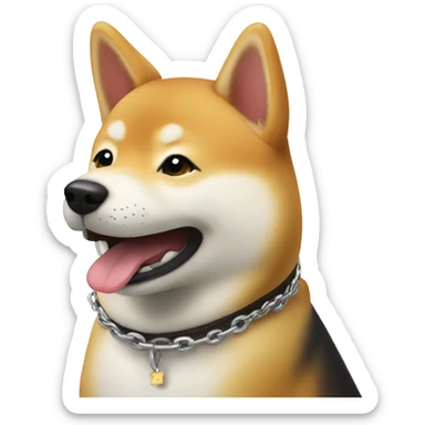 a smiling shiba inu with a collar that says NEIRO sticker