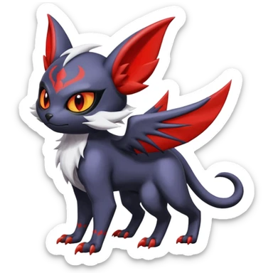 Noibat-Absol-Nargacuga-Litten-Torracat-fusion-Fakemon-Pokémon-creature  sticker