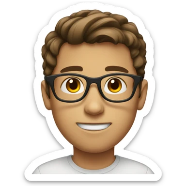 Boy with brown hair wearing round glasses sticker