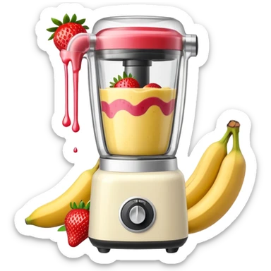 A SMOOTHIE MACHINE WITHOUT THE LID ON, THE SMOOTHIE SPLASHES OUT sticker