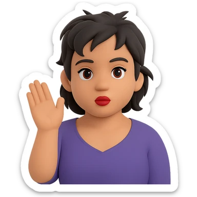 Make her skin color darker and ensure she has only one bun in her messy black hair, keep the style and all other features the same, with no background. Maintain the original style and details faithfully. sticker