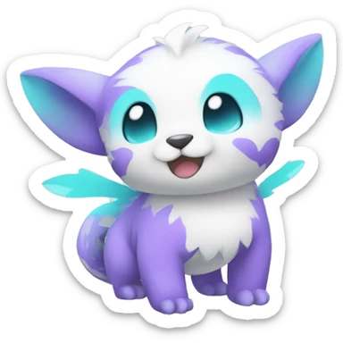 Cute cool purple white cyan animal hybrid Fakemon full body sticker