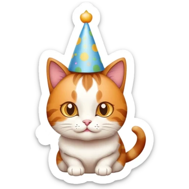 Gatto con un cappello da compleanno sticker