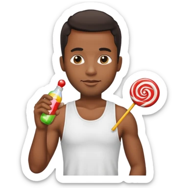 Sexy black man hold a bottle and a lollipop sticker