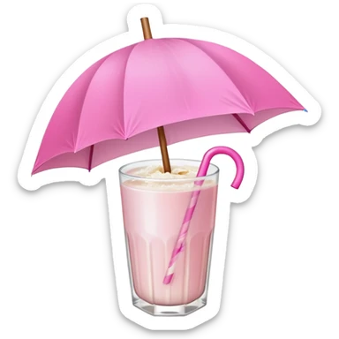 coconut drink with pink umbrella and a pink lined straw sticker