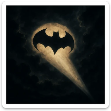 bat signal, dramatic lighting, night sky, iconic silhouette sticker