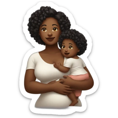 beautiful heavyset Black women holding two babies sticker